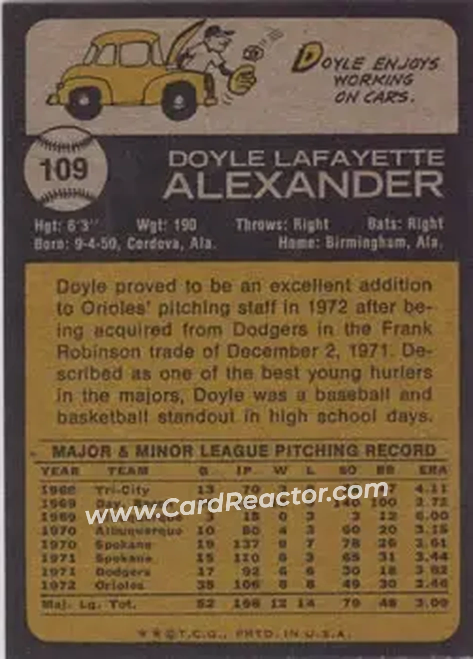 Back of Doyle Alexander