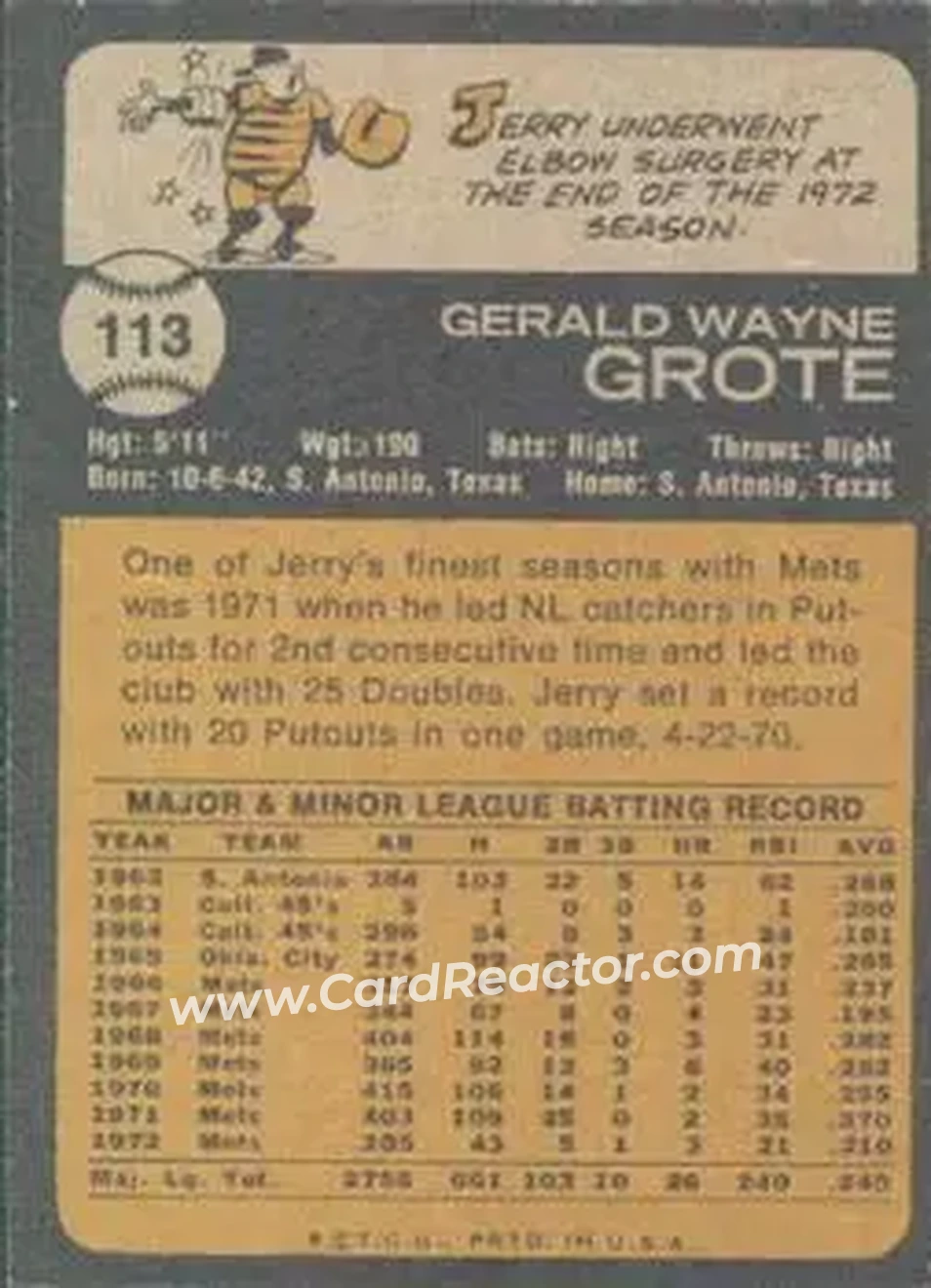 Back of Jerry Grote