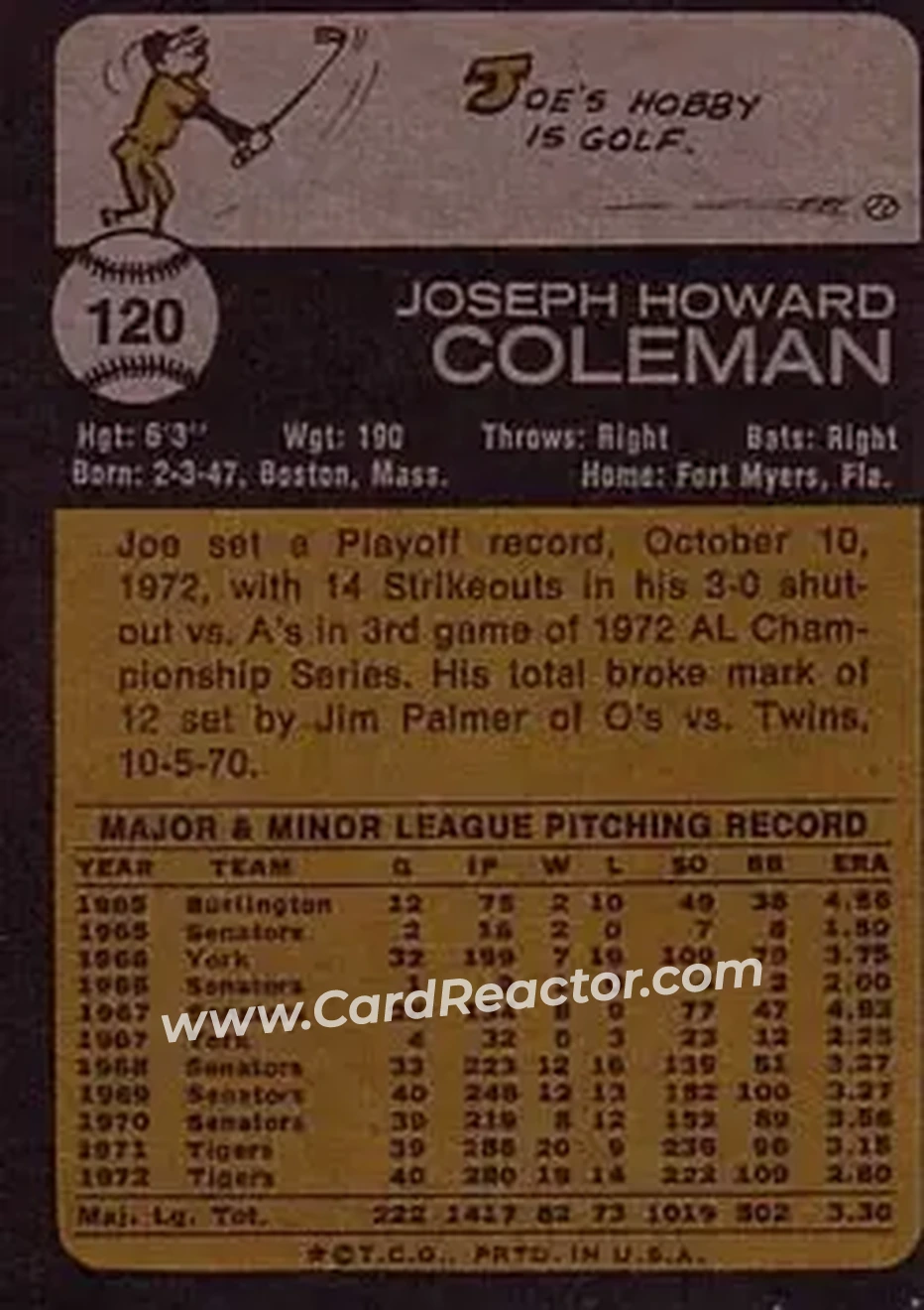 Back of Joe Coleman