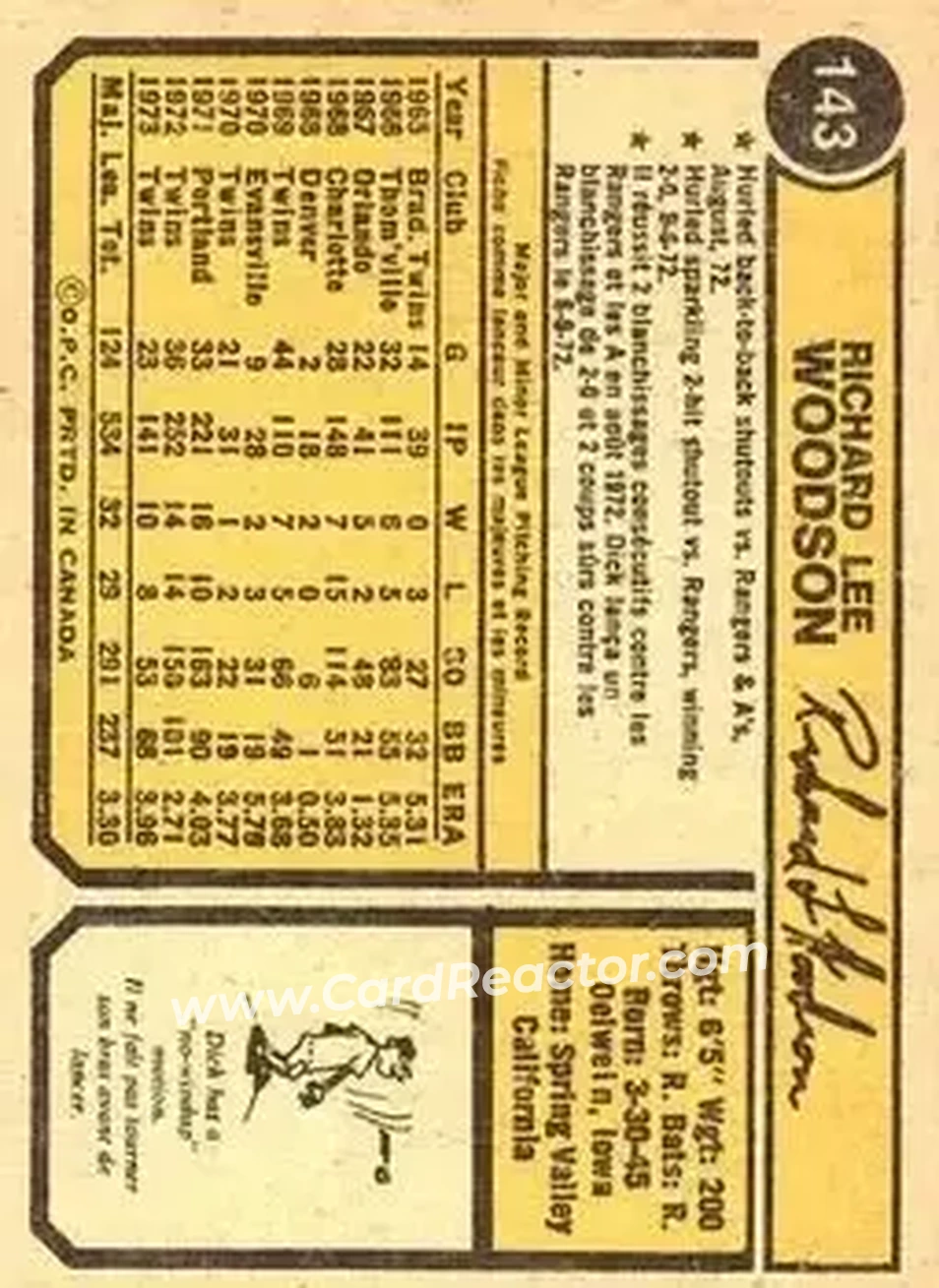 Back of Dick Woodson