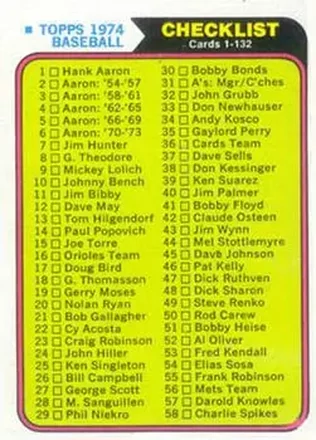 1974 Topps #126 Card #126