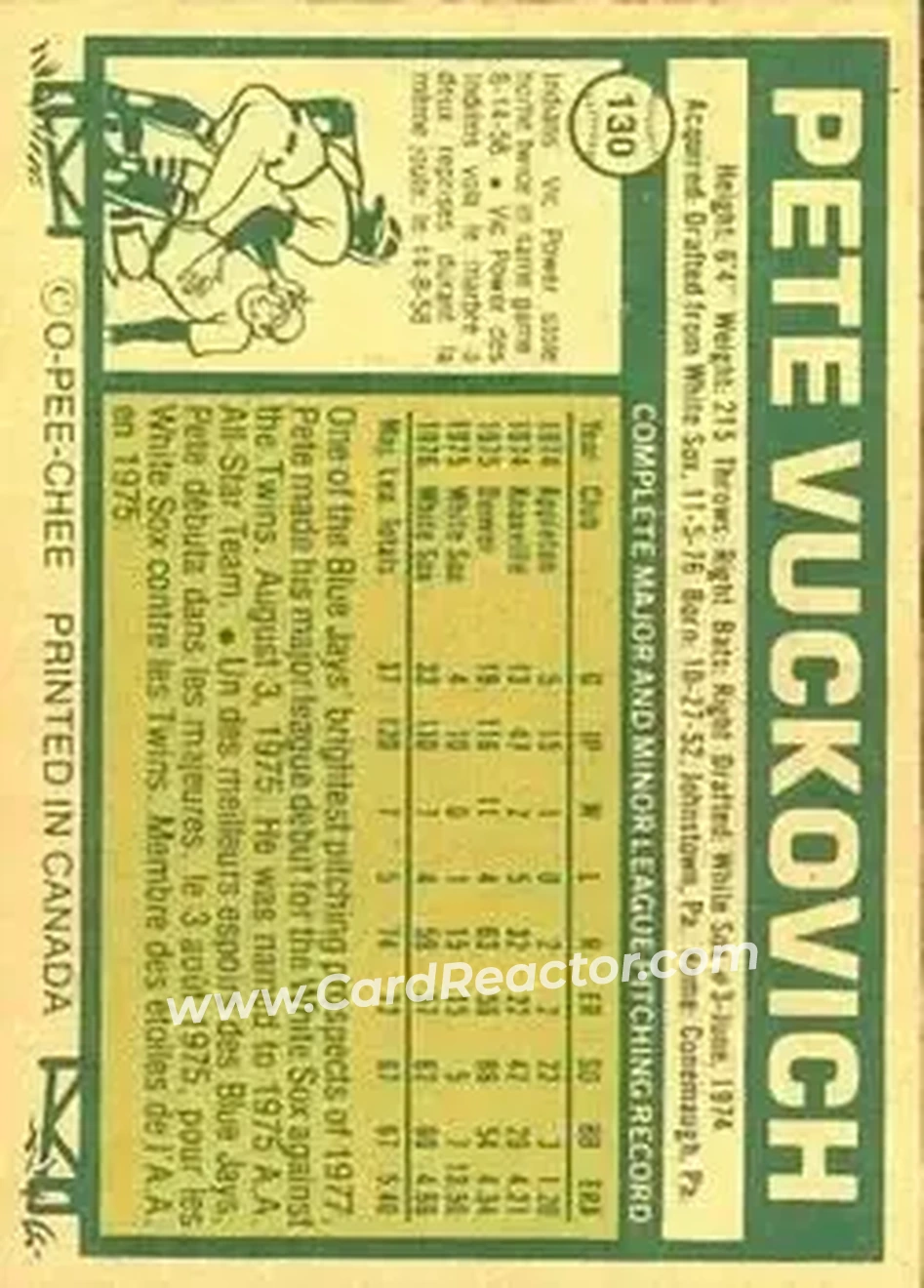 Back of Pete Vuckovich