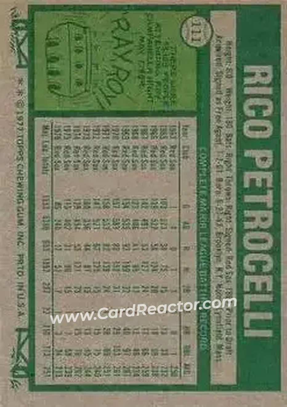 Back of Rico Petrocelli