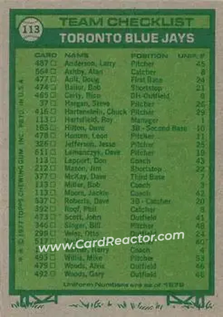 Back of Card #113
