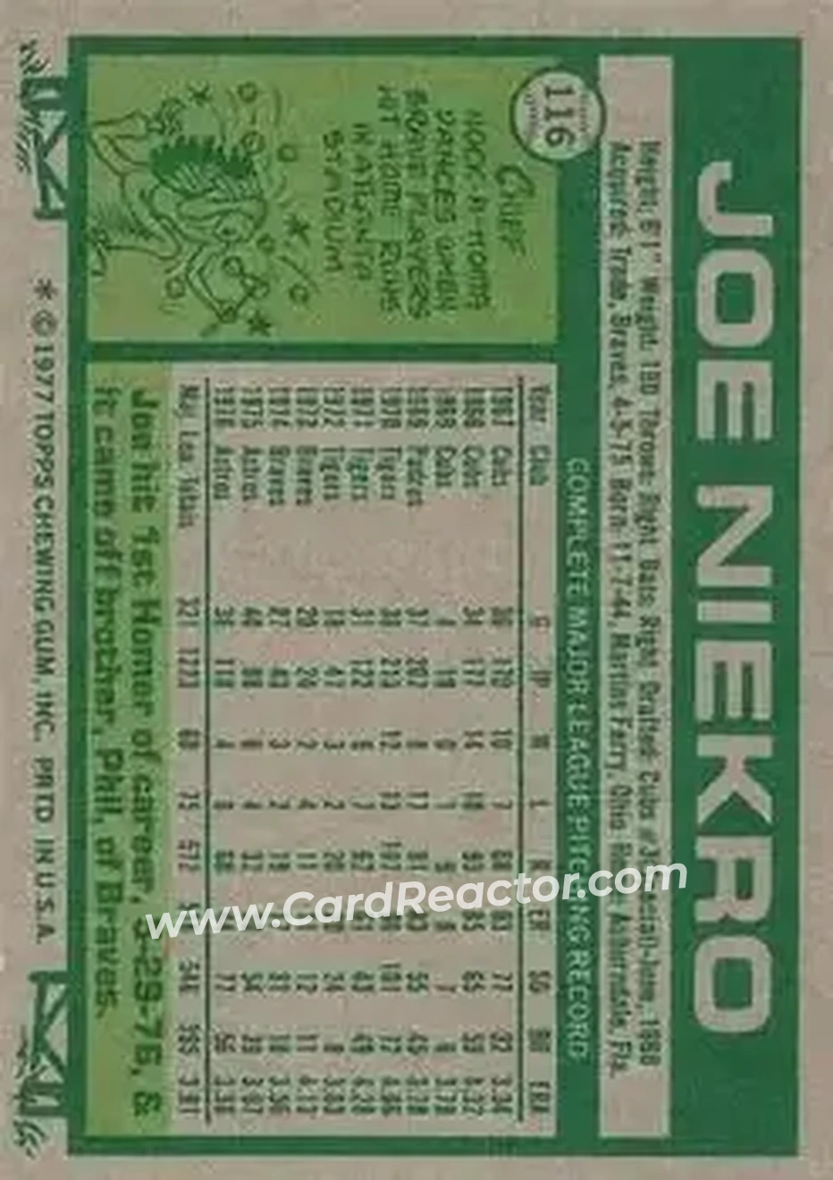 Back of Joe Niekro
