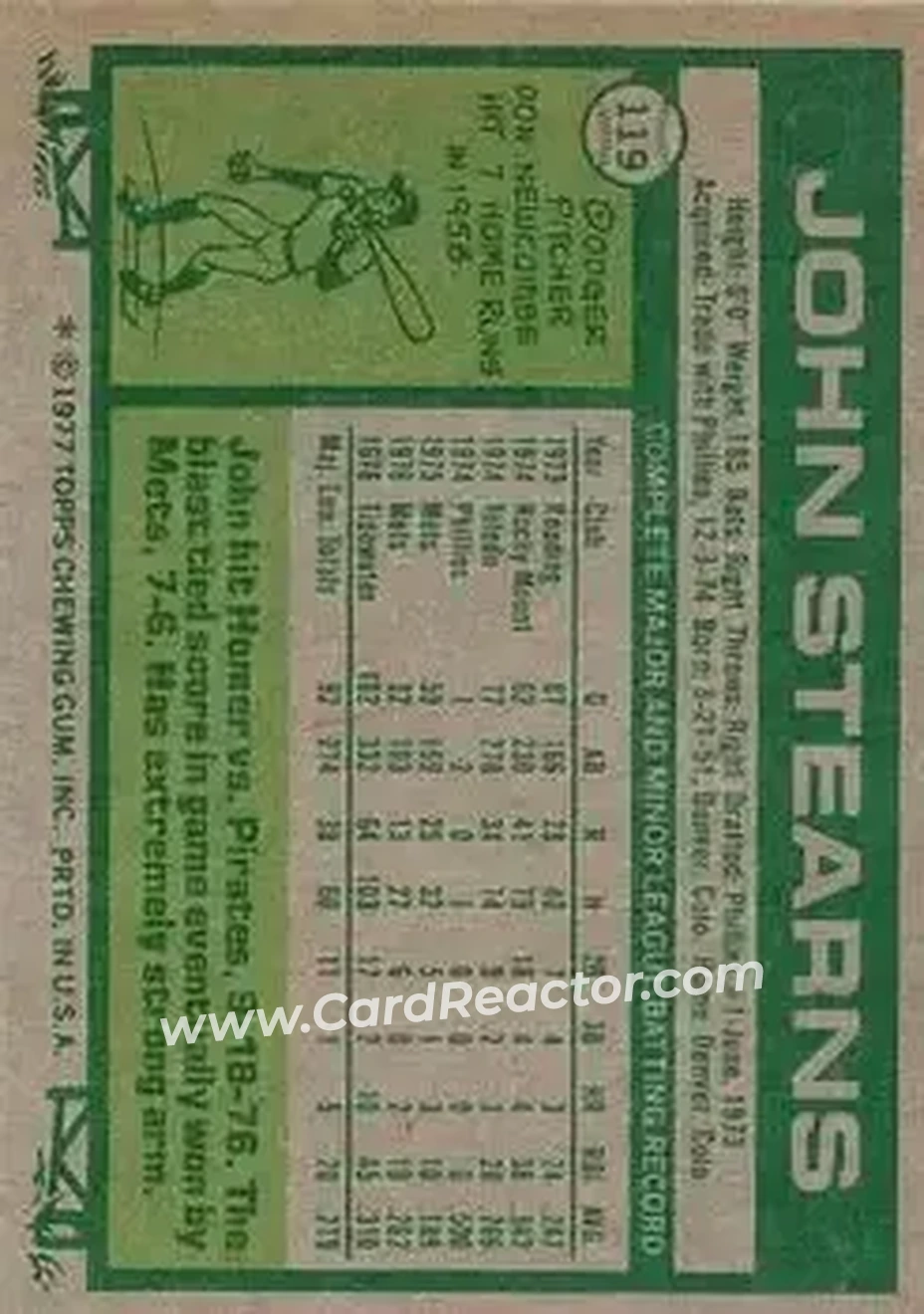 Back of John Stearns