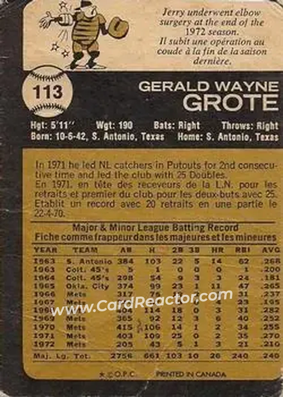 Back of Jerry Grote