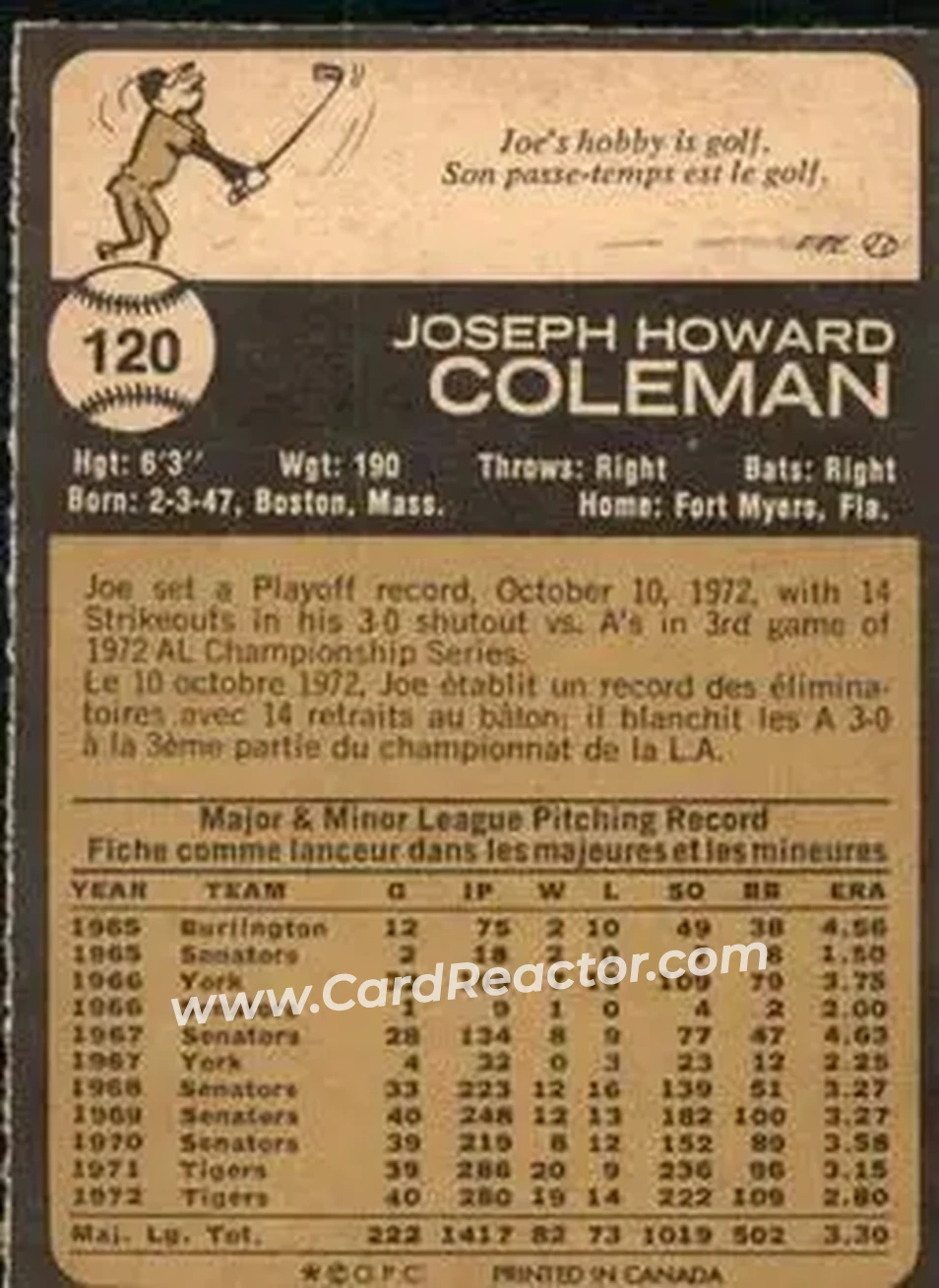 Back of Joe Coleman