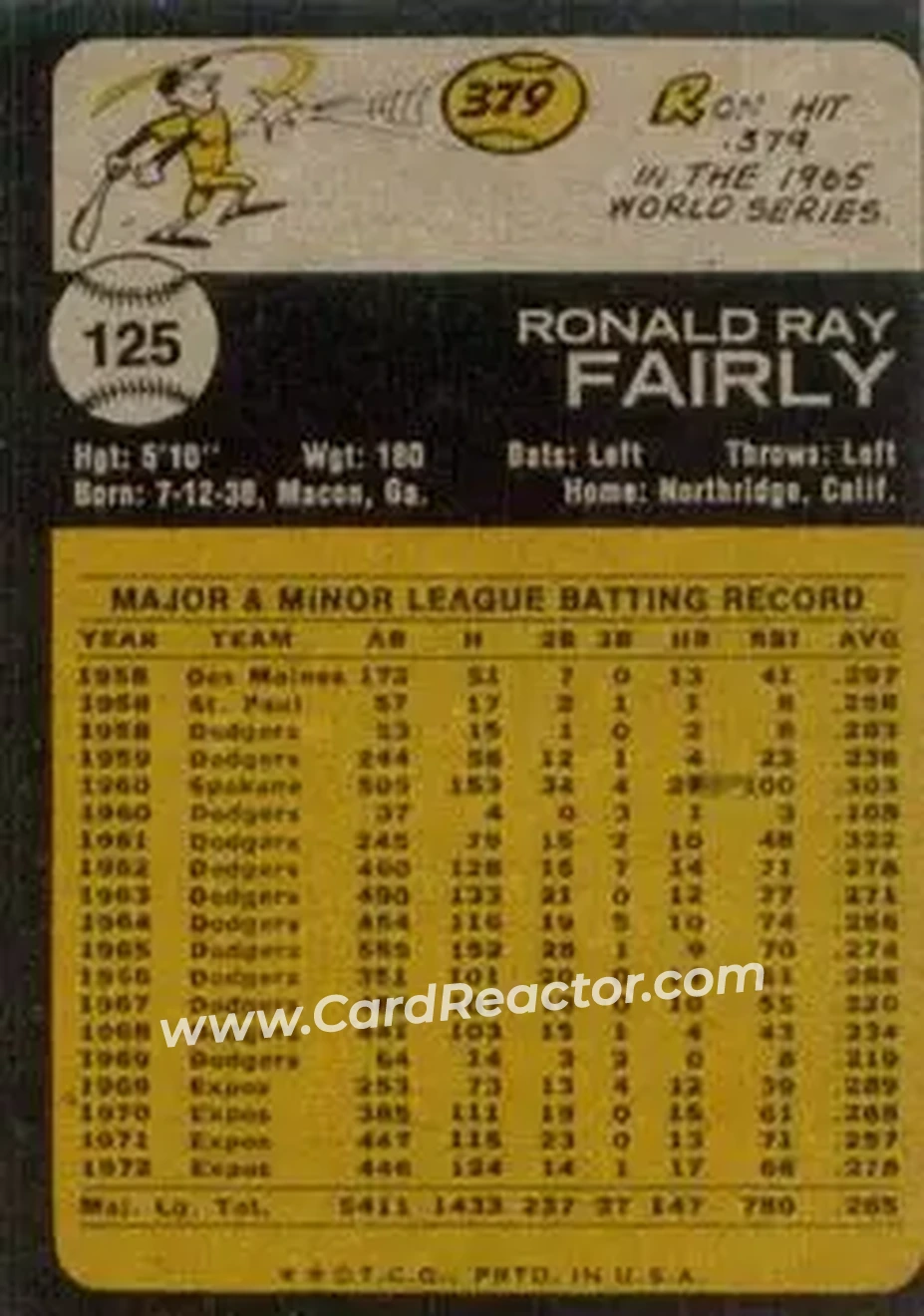 Back of Ron Fairly