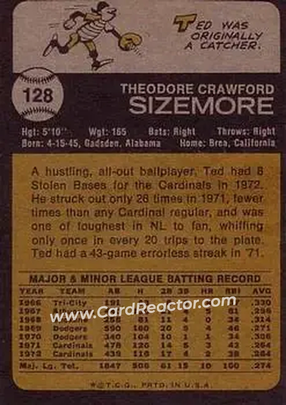 Back of Ted Sizemore