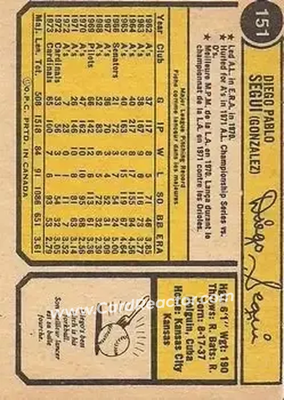 Back of Diego Segui