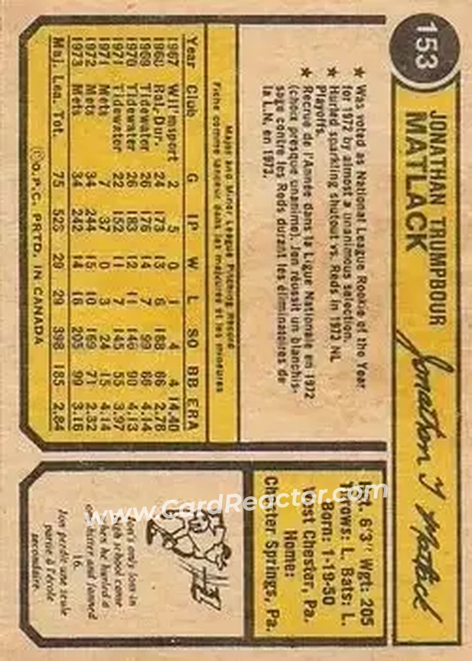 Back of Jon Matlack