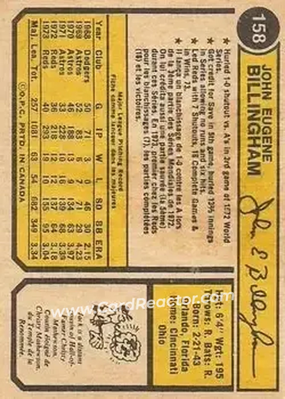 Back of Jack Billingham