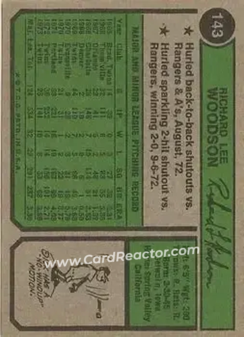 Back of Dick Woodson