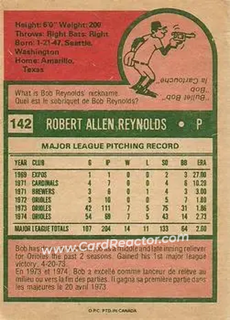 Back of Bob Reynolds
