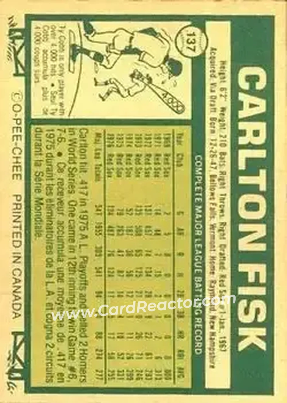 Back of Carlton Fisk