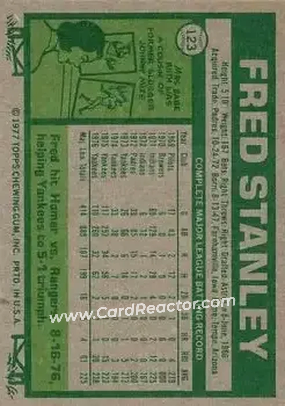 Back of Fred Stanley