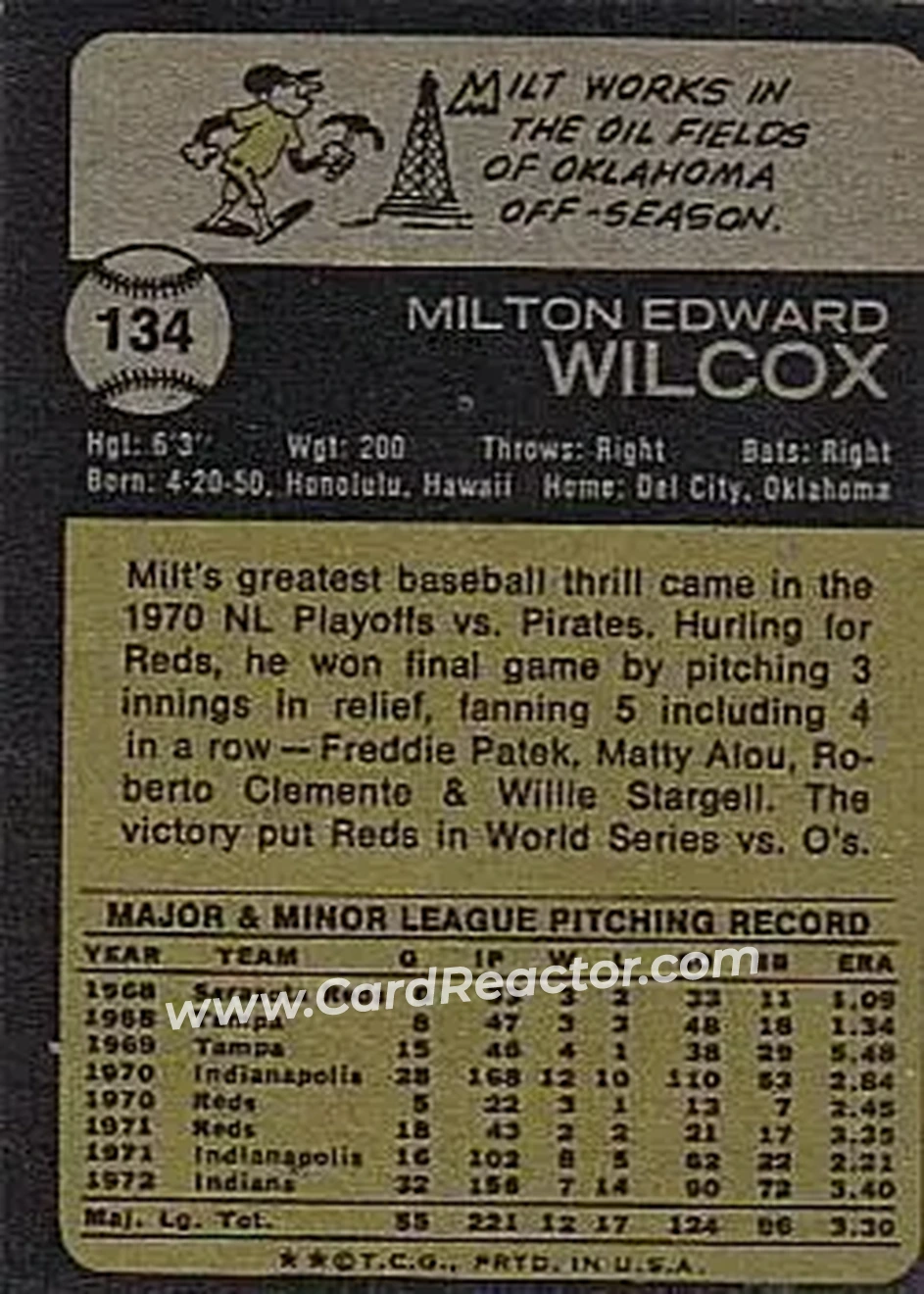 Back of Milt Wilcox