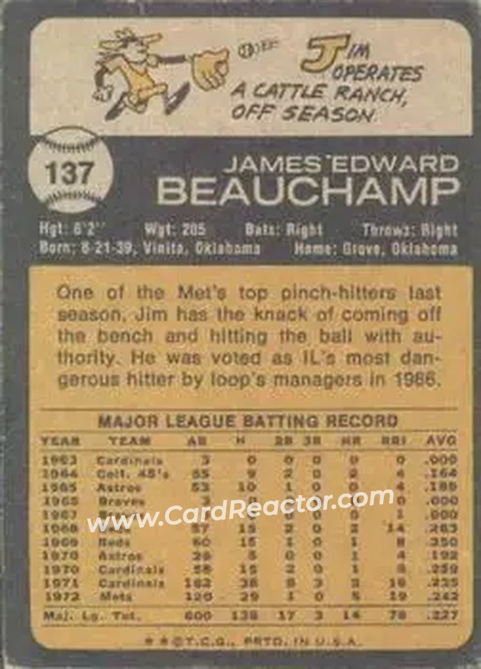 Back of Jim Beauchamp