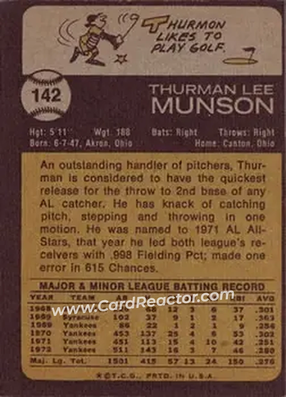 Back of Thurman Munson