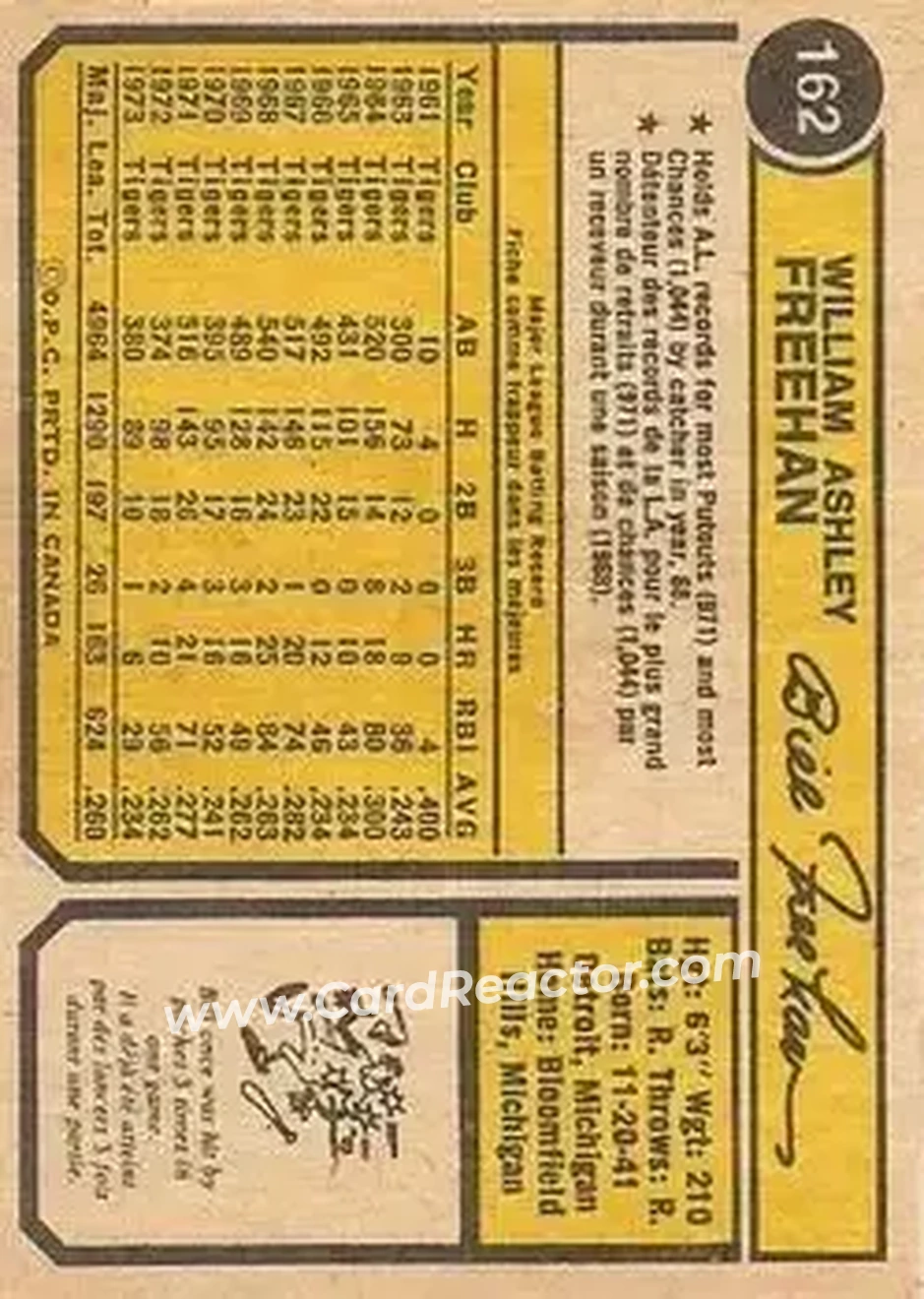 Back of Bill Freehan