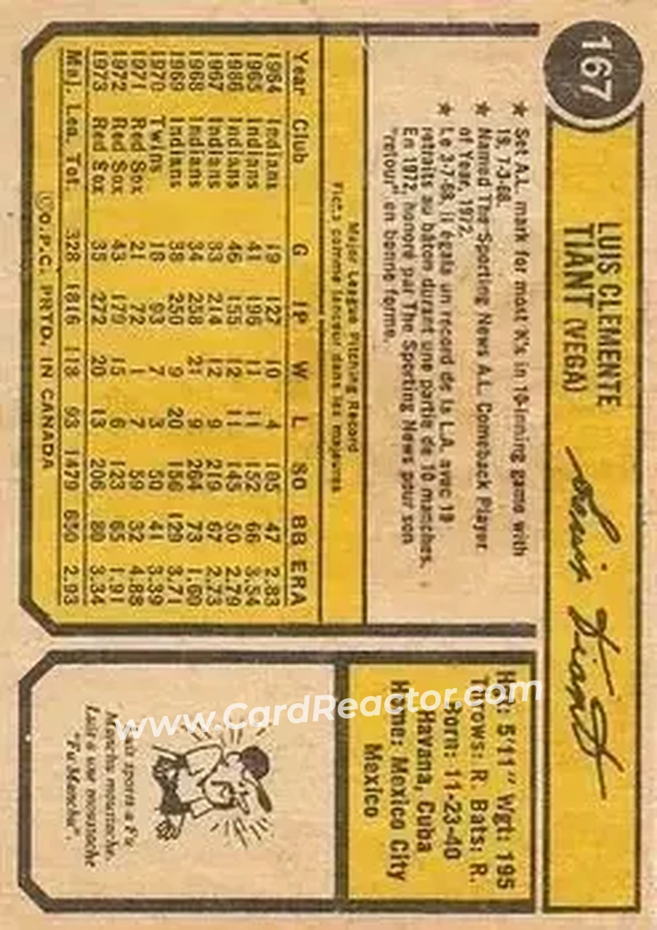 Back of Luis Tiant