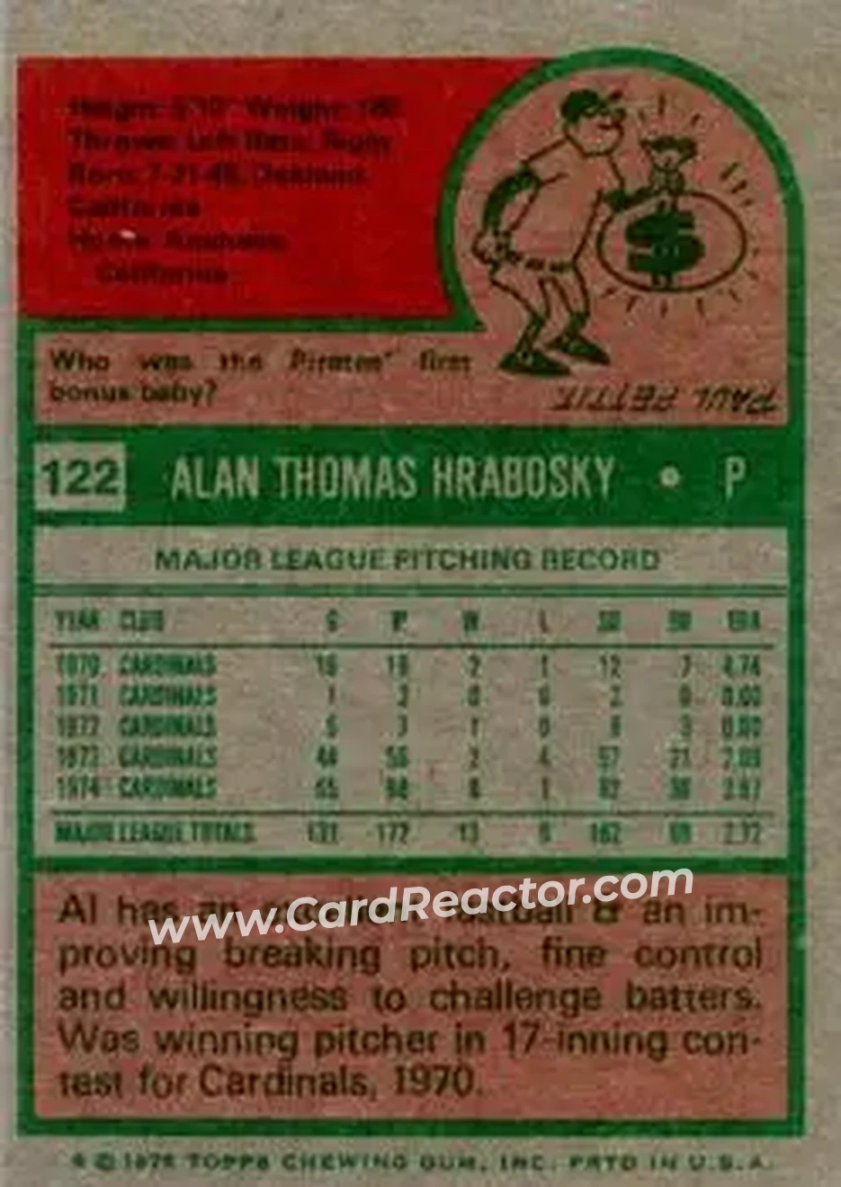 Back of Al Hrabosky