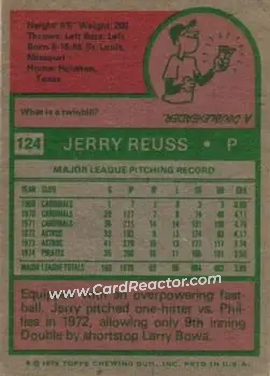 Back of Jerry Reuss