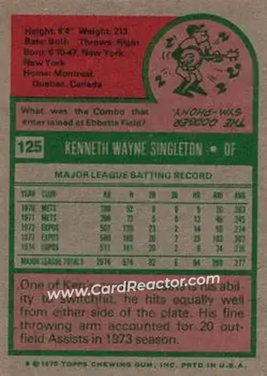 Back of Ken Singleton