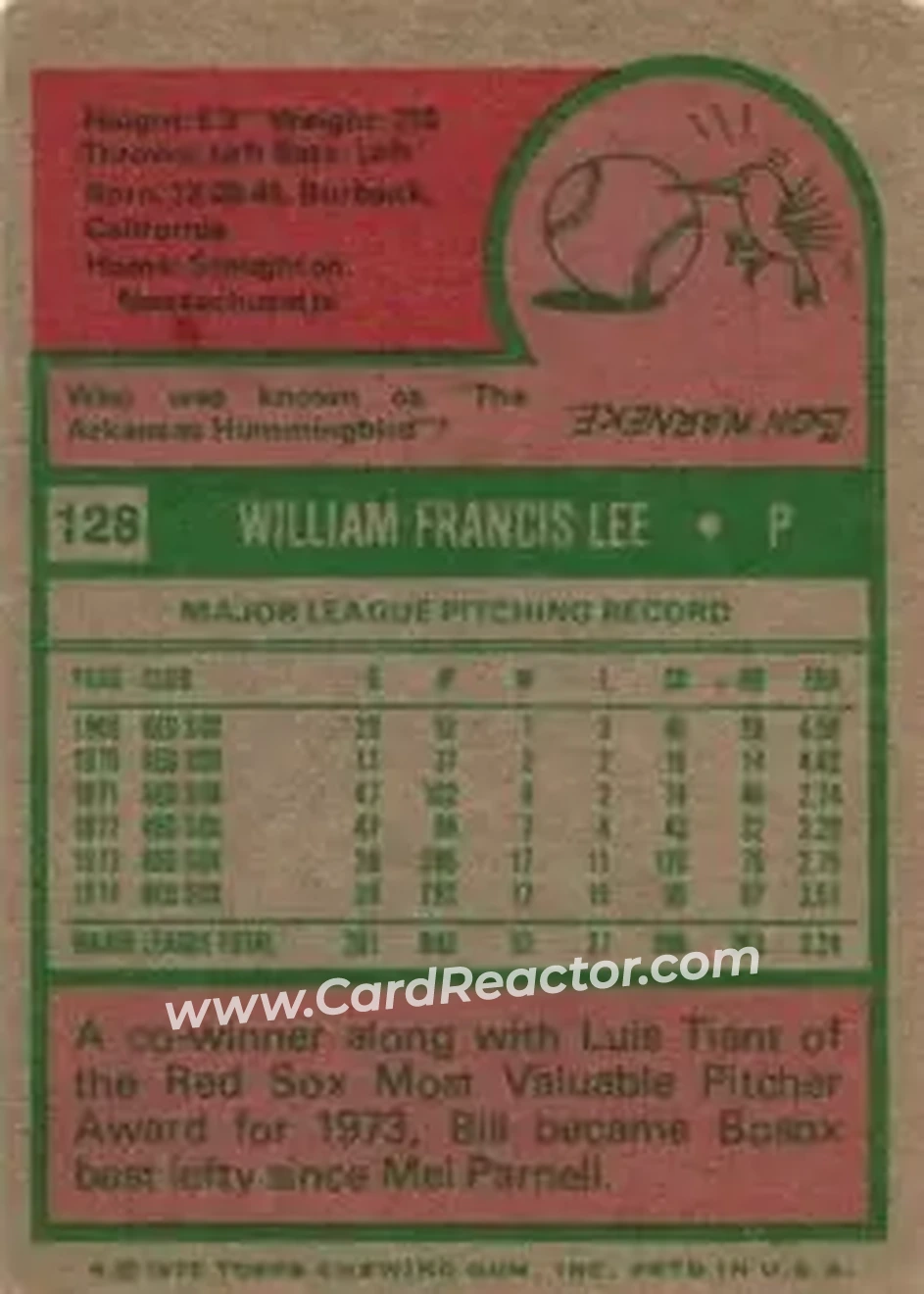Back of Bill Lee