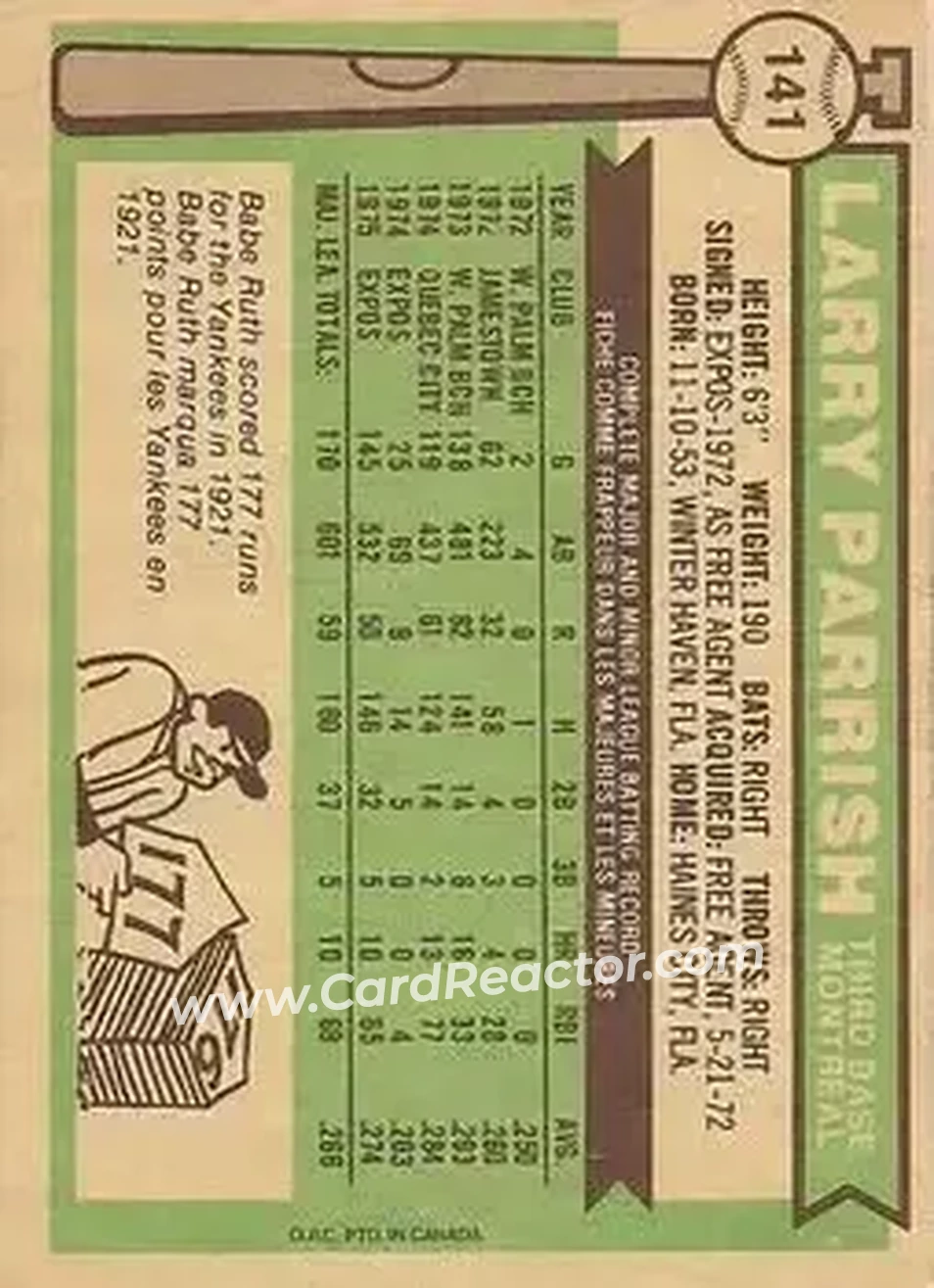 Back of Larry Parrish