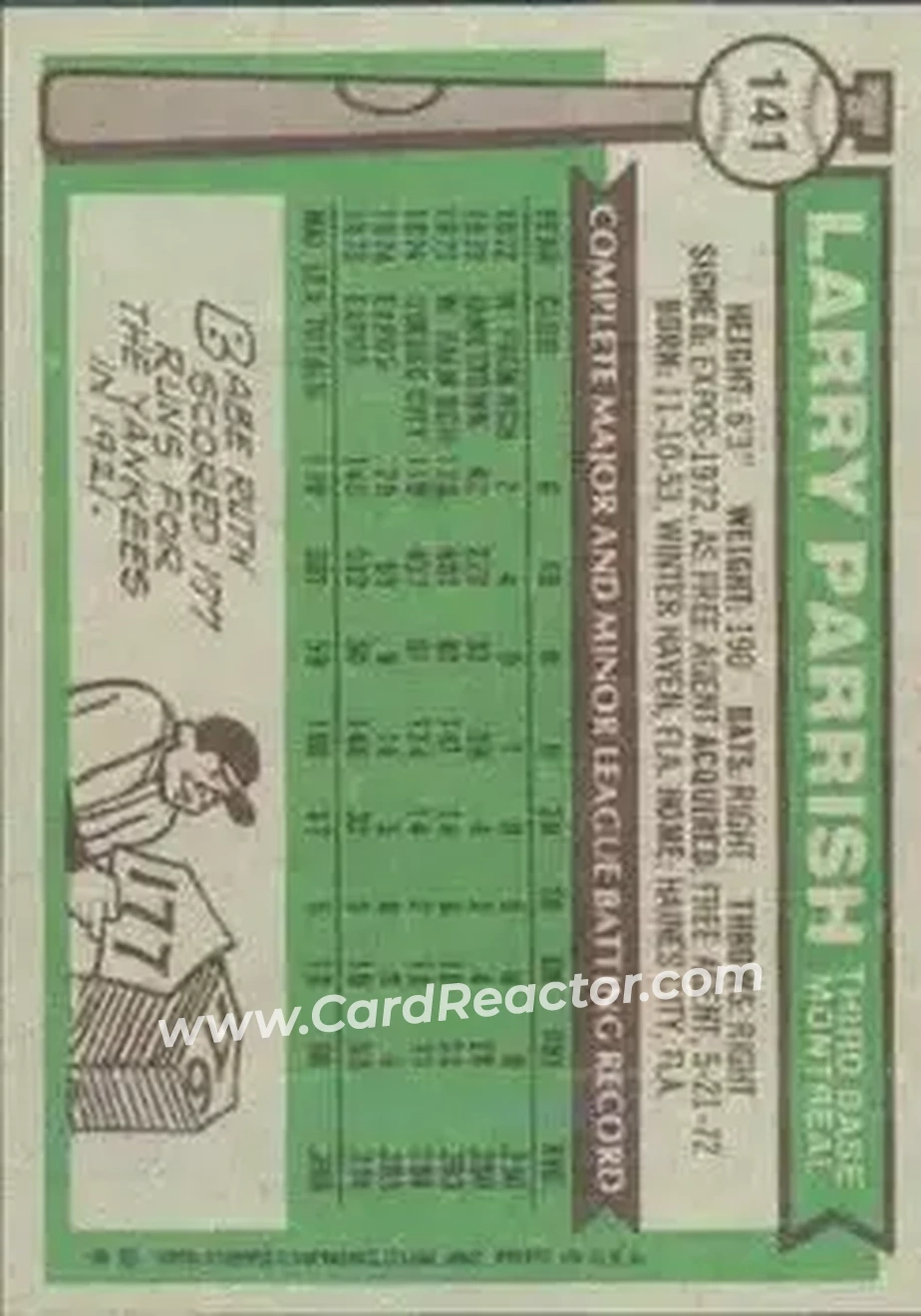 Back of Larry Parrish
