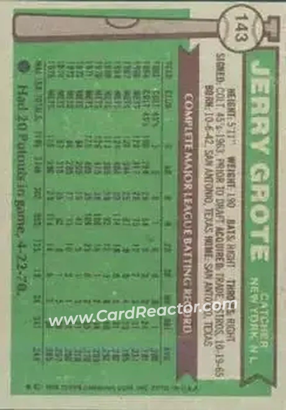 Back of Jerry Grote