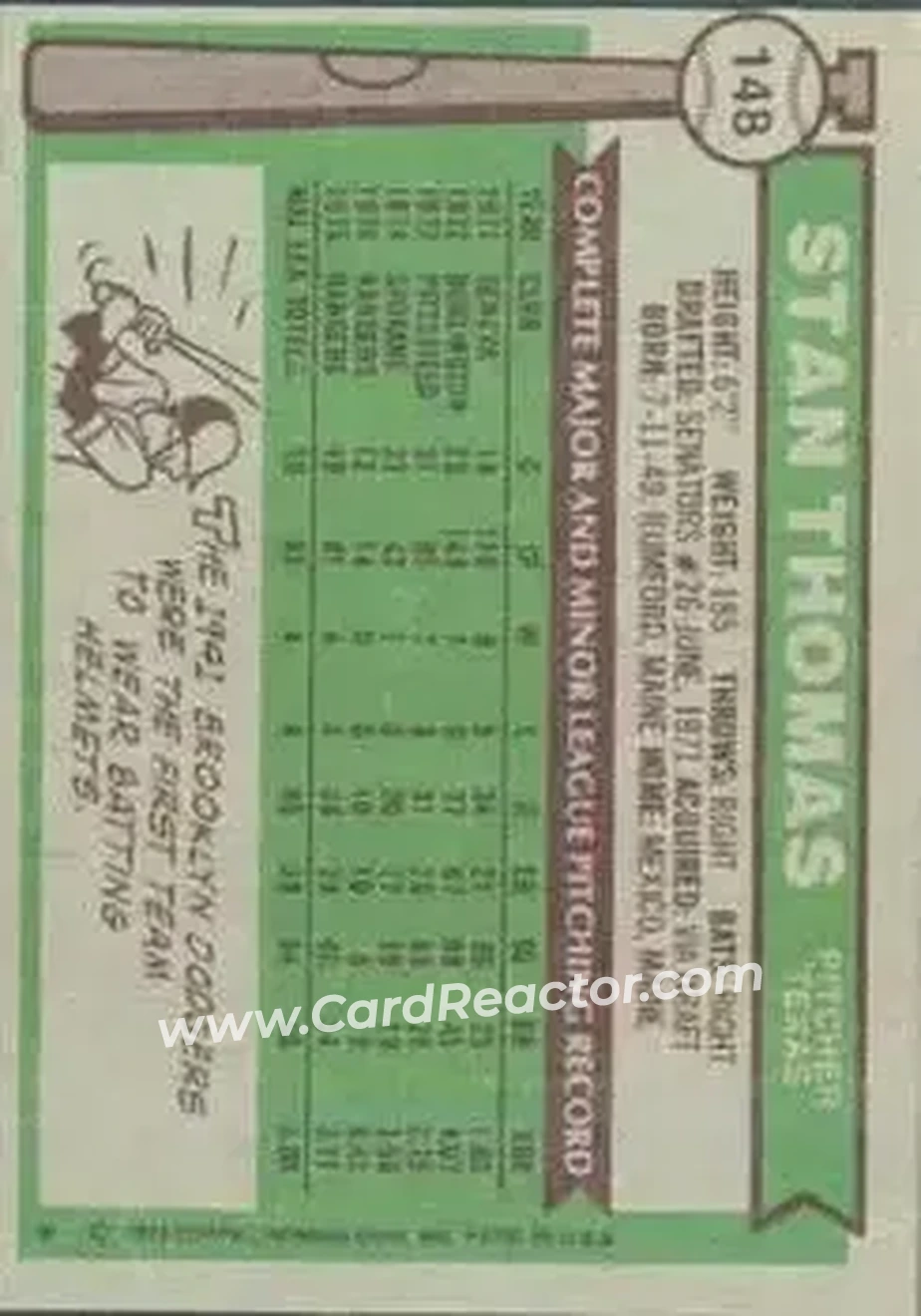 Back of Stan Thomas