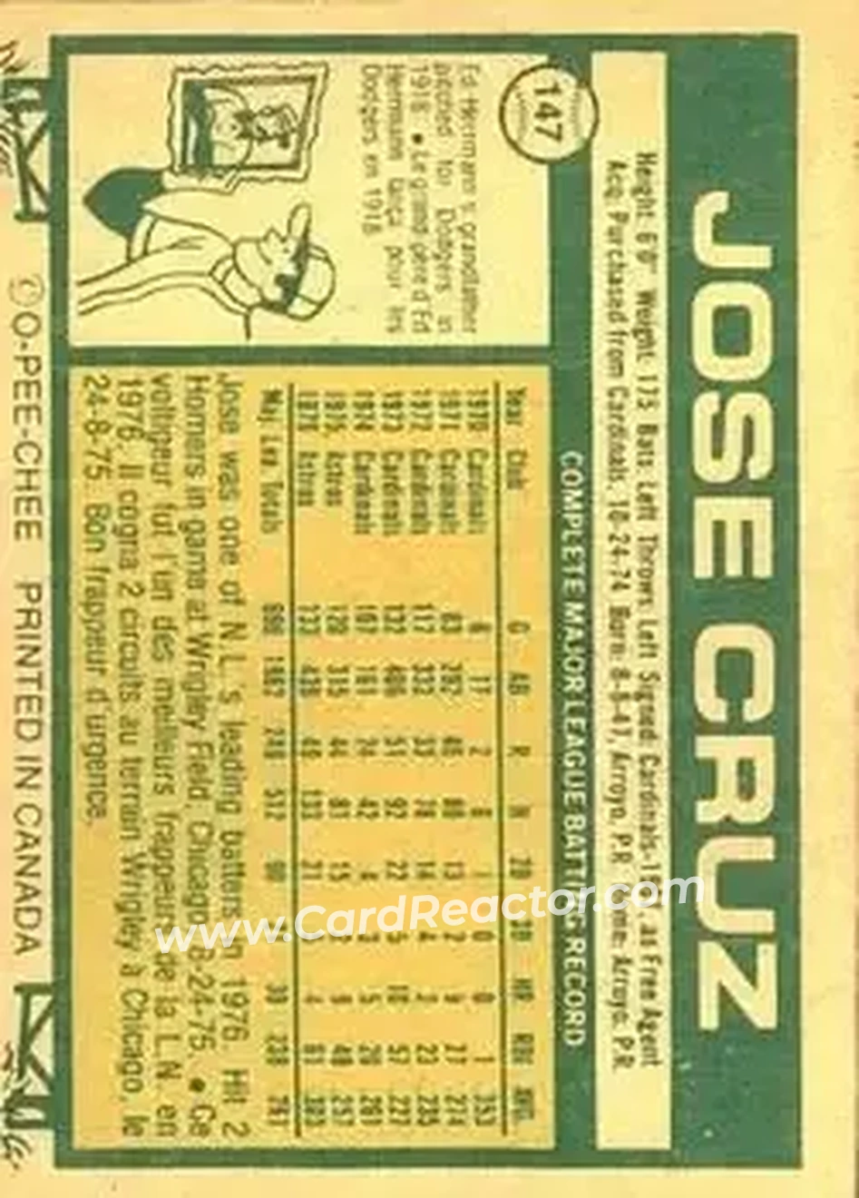 Back of Jose Cruz