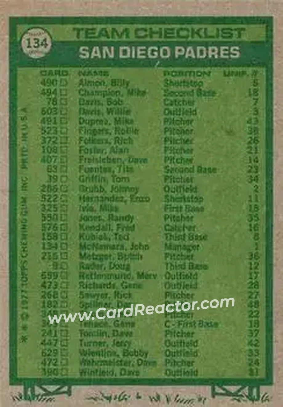 Back of Card #134