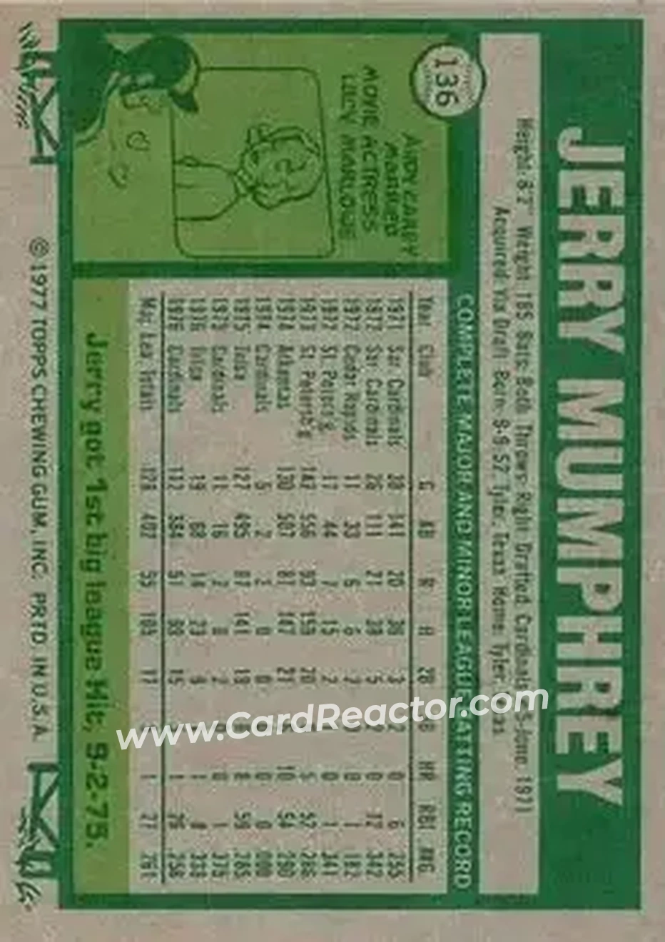 Back of Jerry Mumphrey