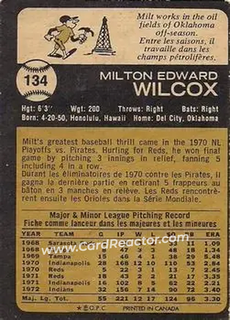 Back of Milt Wilcox
