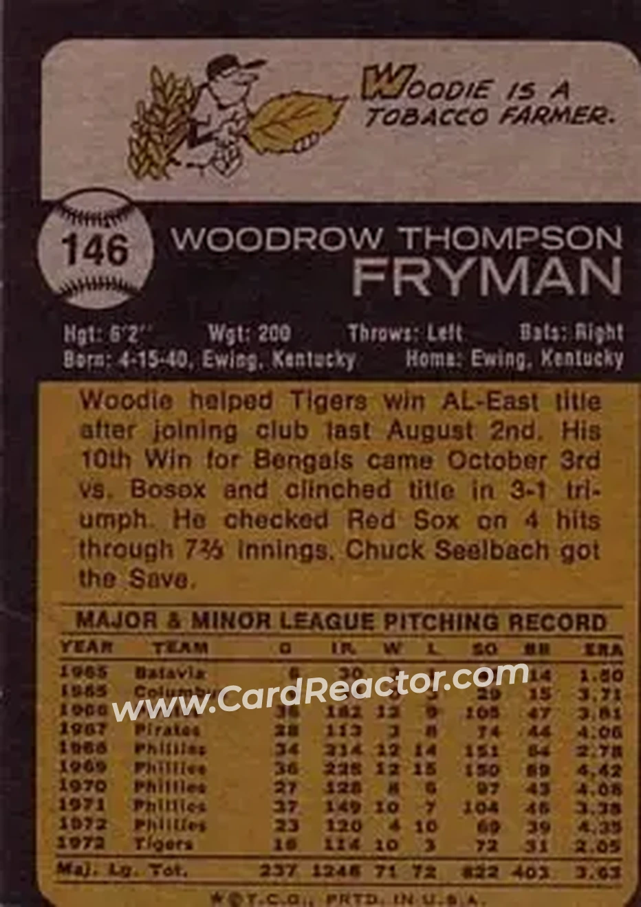 Back of Woody Fryman