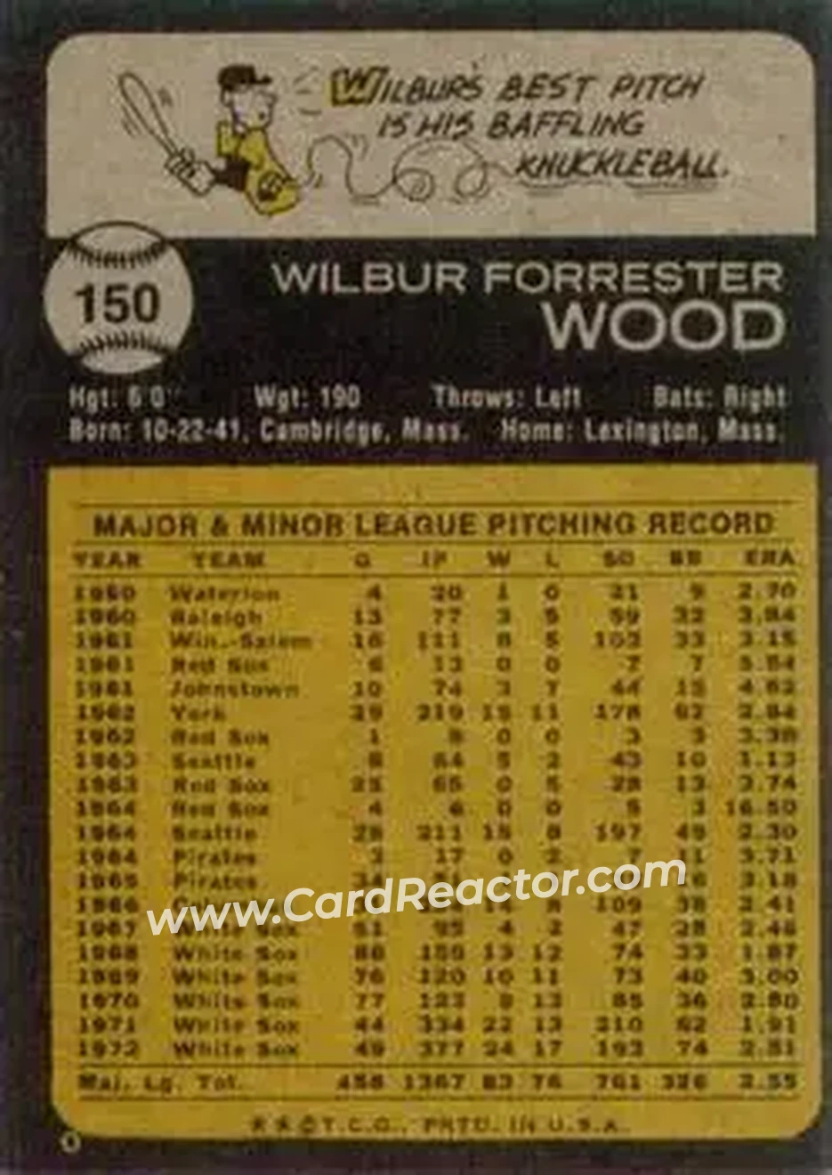 Back of Wilbur Wood