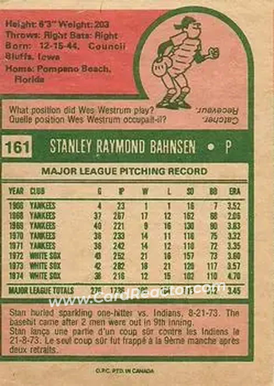 Back of Stan Bahnsen