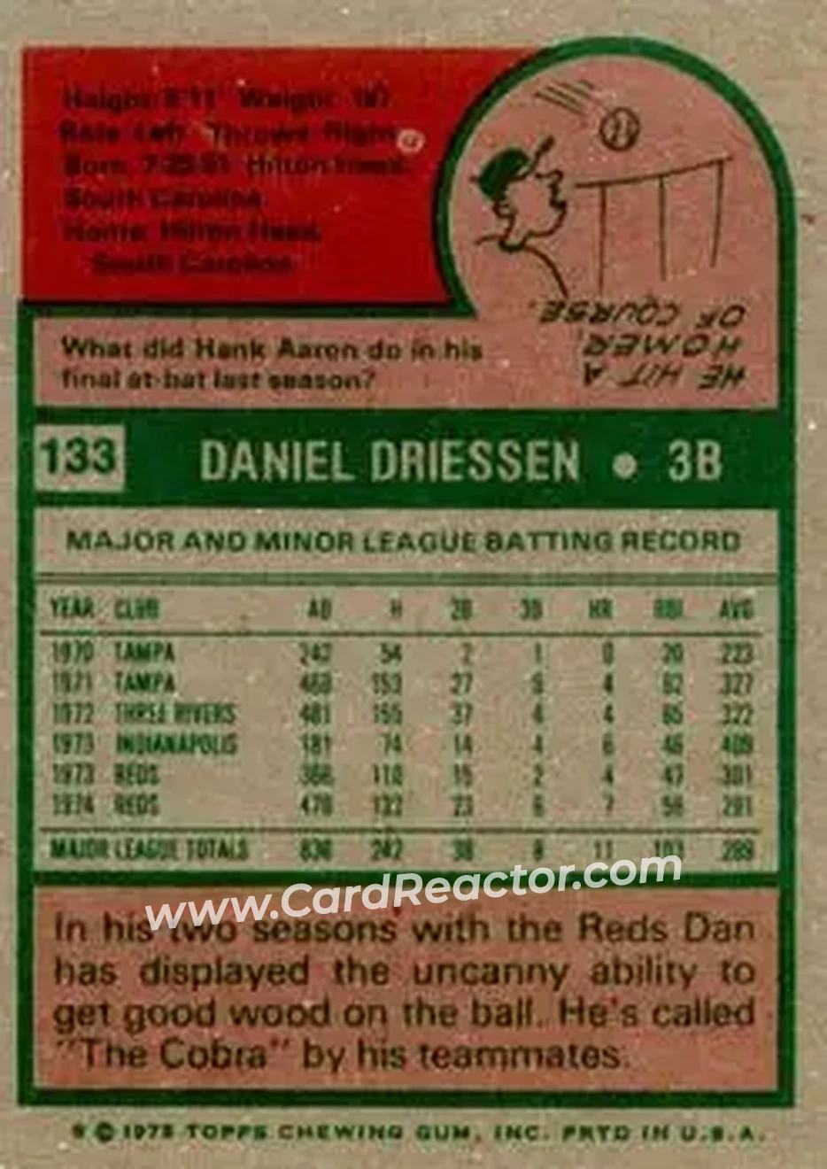 Back of Dan Driessen