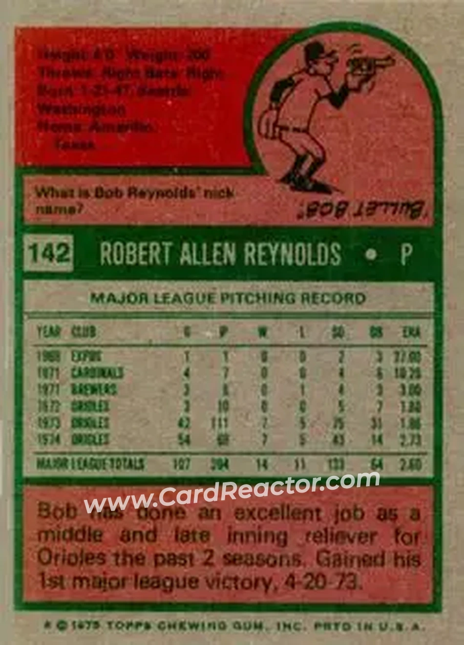 Back of Bob Reynolds