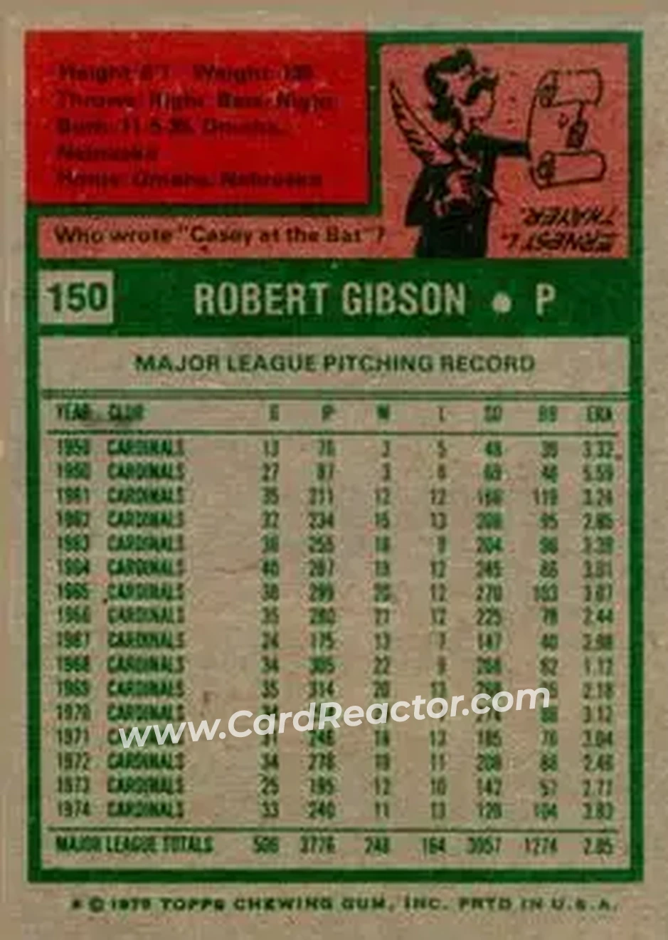 Back of Bob Gibson