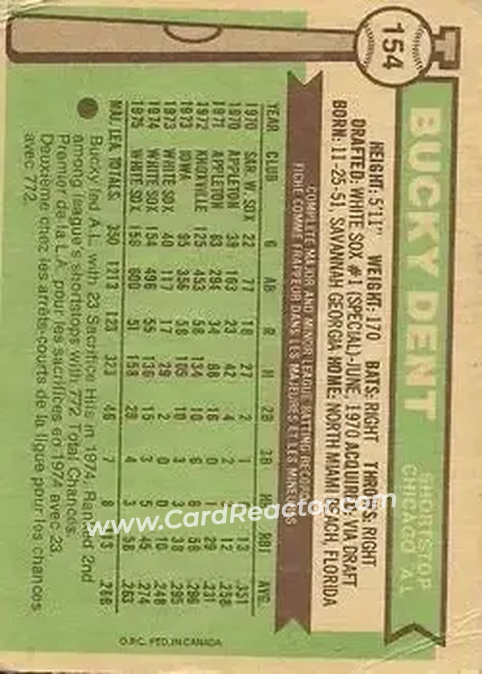 Back of Bucky Dent