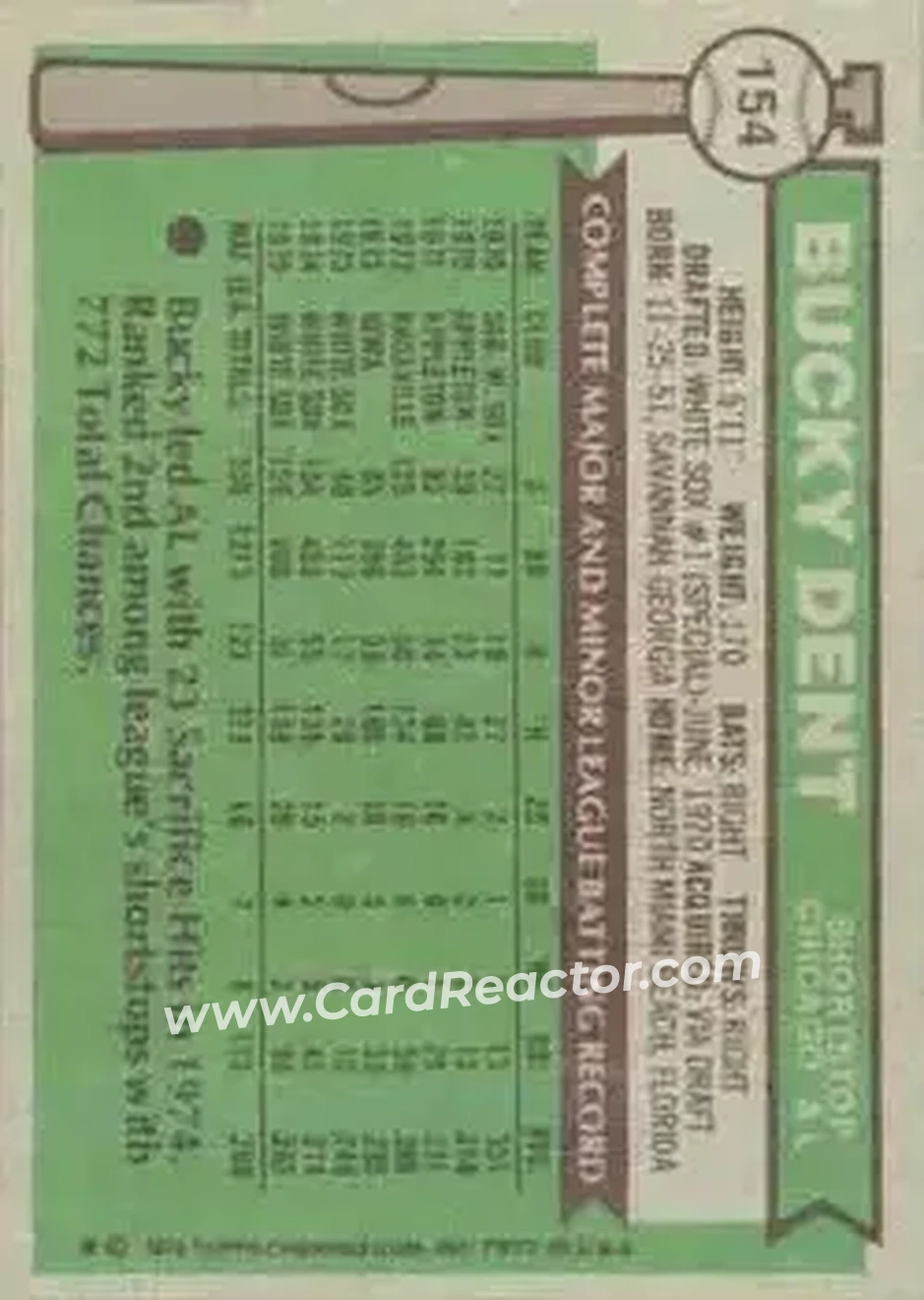 Back of Bucky Dent