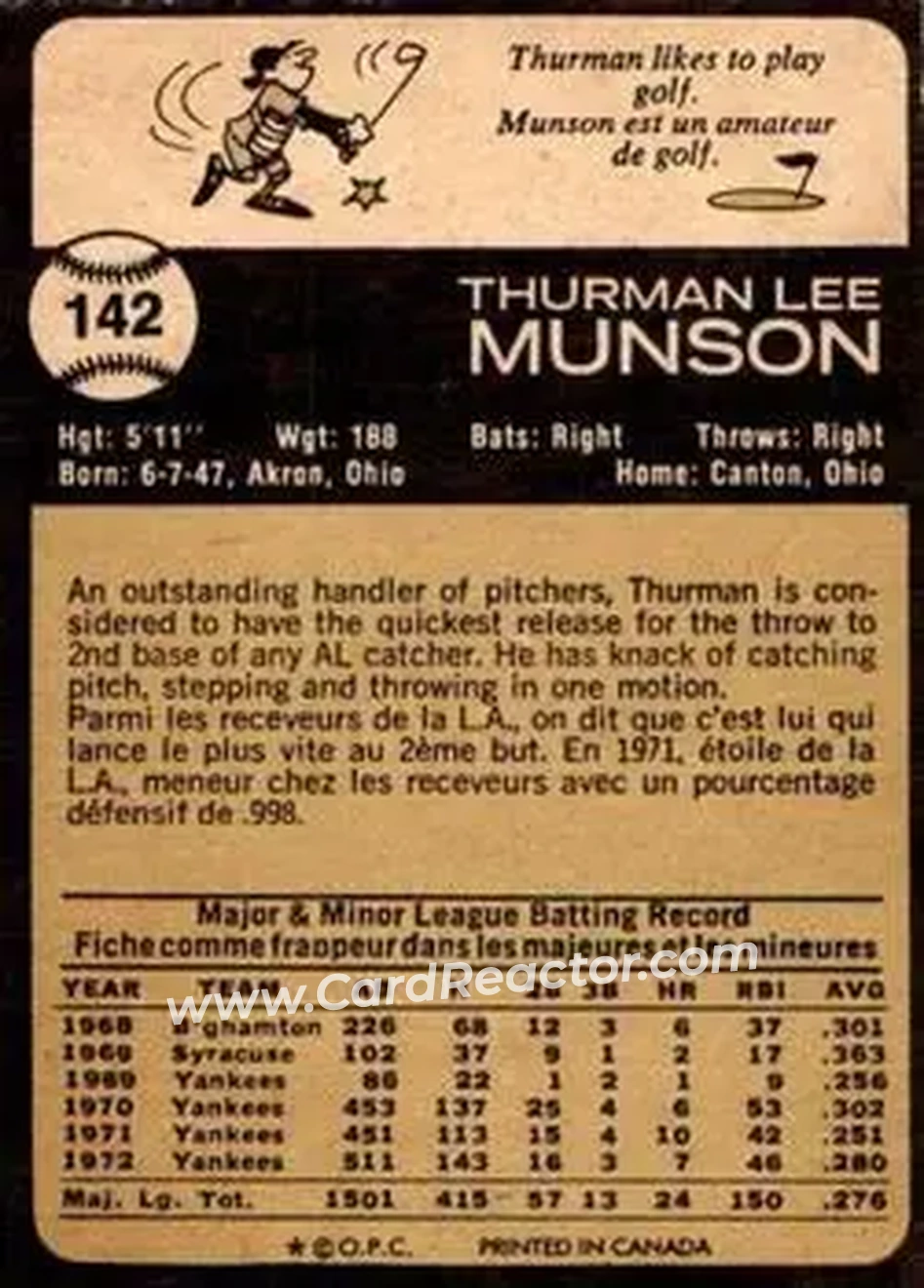 Back of Thurman Munson