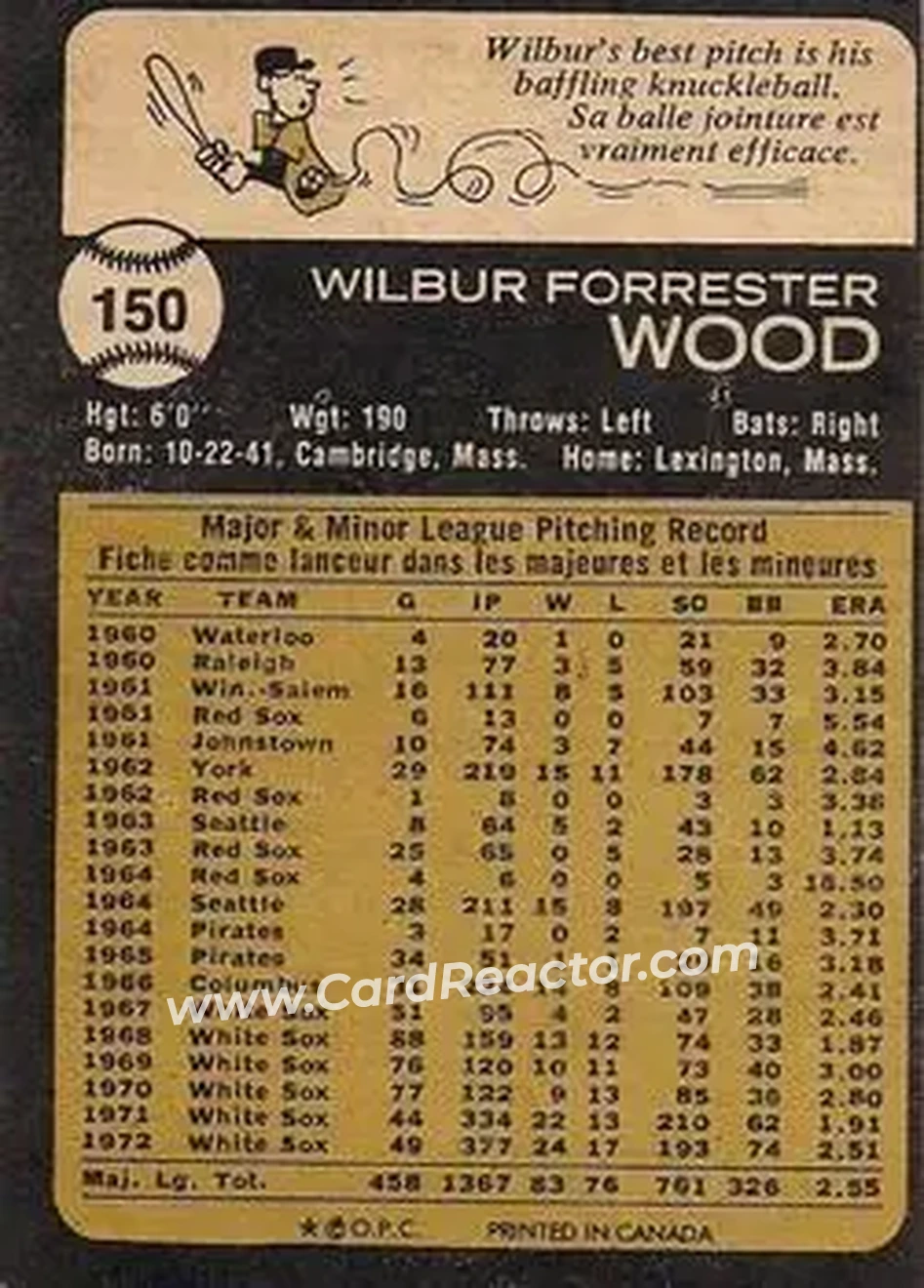 Back of Wilbur Wood