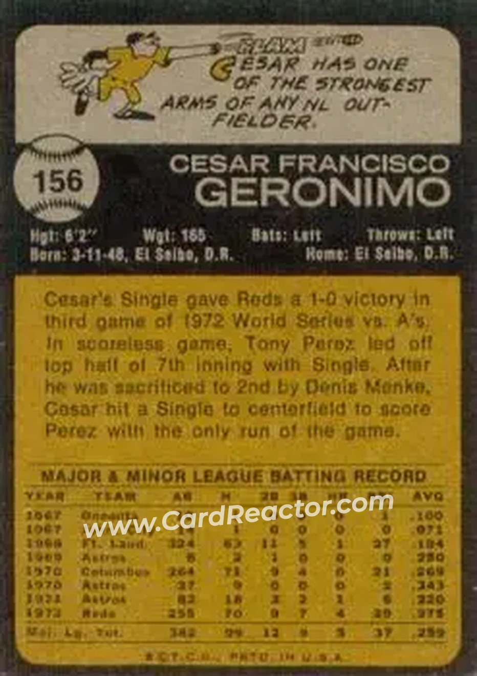 Back of Cesar Geronimo