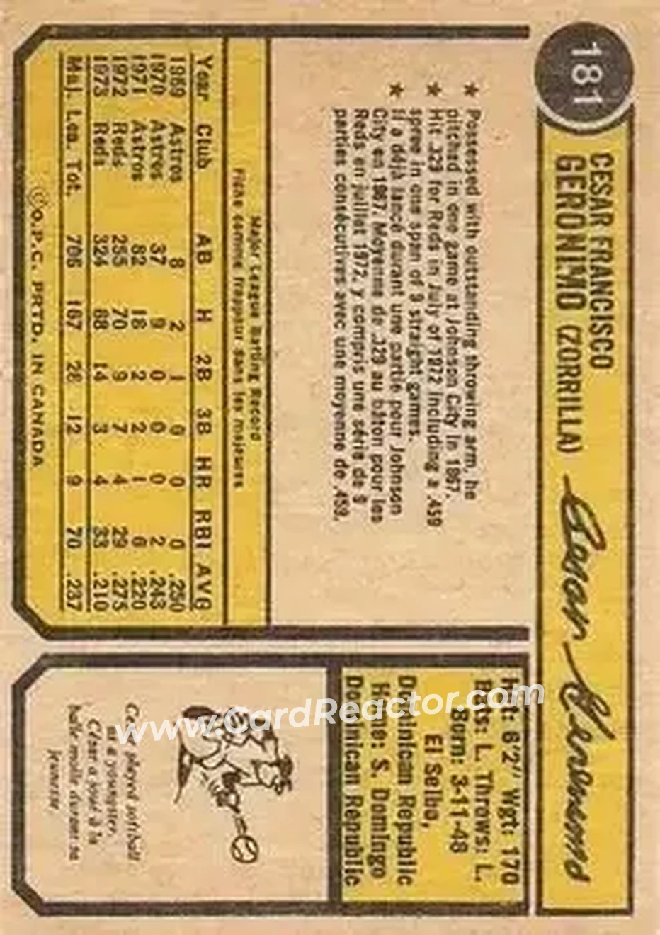 Back of Cesar Geronimo